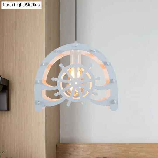 Industrial Cafe Pendant Light With Creative Waterwheel Design - Metallic Finish