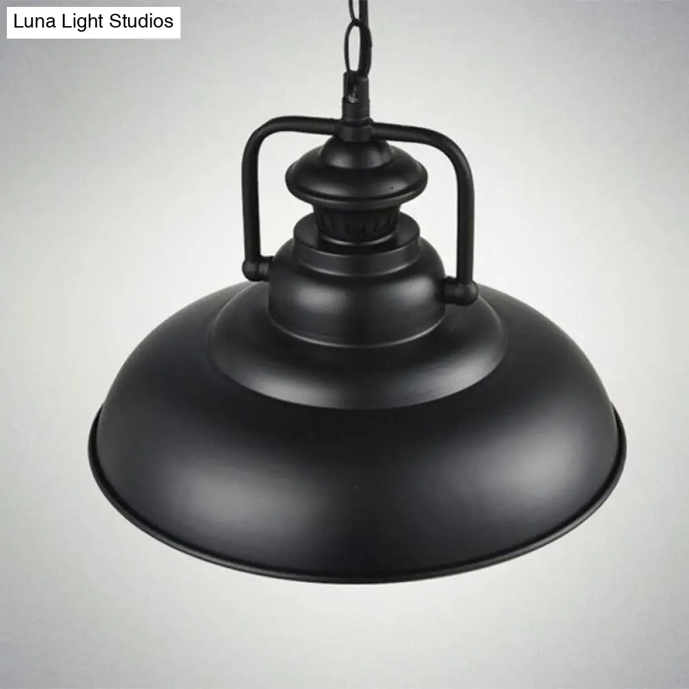 Industrial Ceiling Pendant Light For Dining Room - Single Metal Hanging With Handle