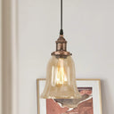 Industrial Clear Glass Bell Pendant Light With Bronze/Antique Brass/Copper Finish - Indoor Hanging