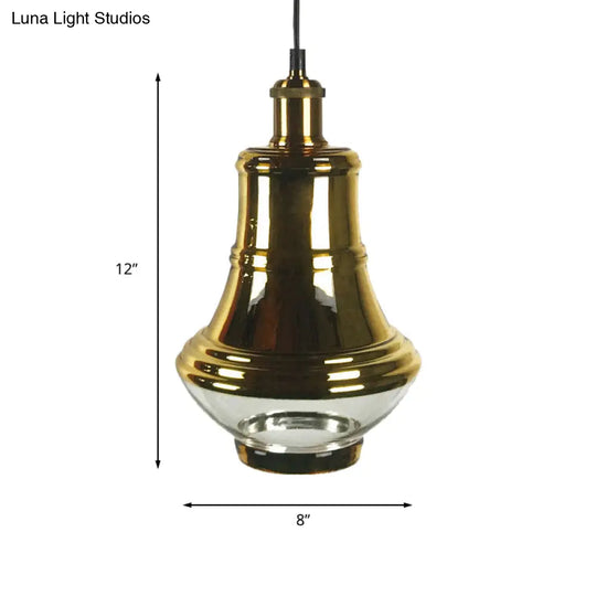 Industrial Clear Glass Brass Pendant Lighting - Oval Dining Room Hanging Light Kit