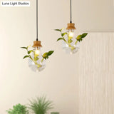 Industrial Clear Glass Dining Room Pendant Light Kit With Exposed Bulb And Wood Cap
