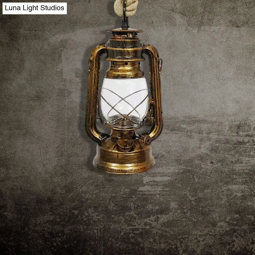 Industrial Pendant Ceiling Light: Black/Bronze/Antique Brass Finish Clear Glass 1 Light Perfect For