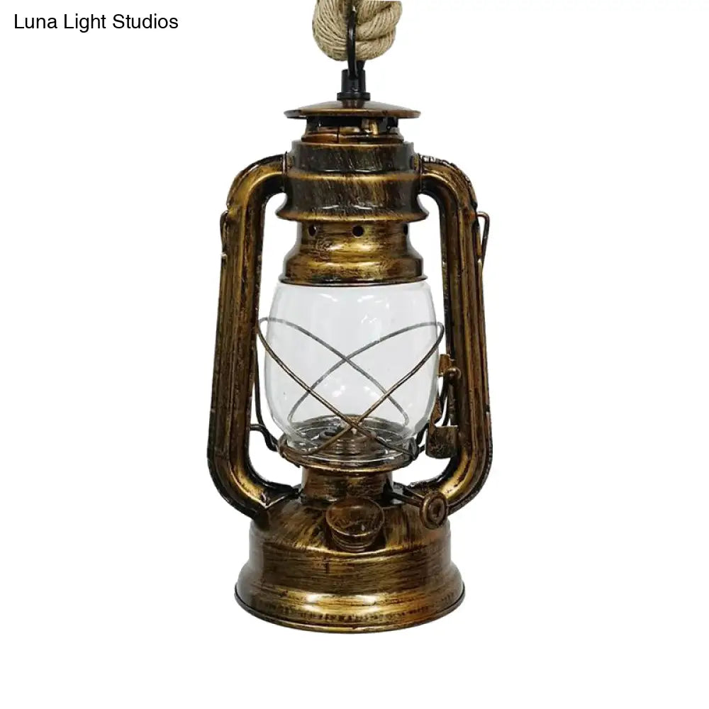 Industrial Clear Glass Pendant Ceiling Light For Coffee Shop - Black/Bronze/Antique Brass Finish