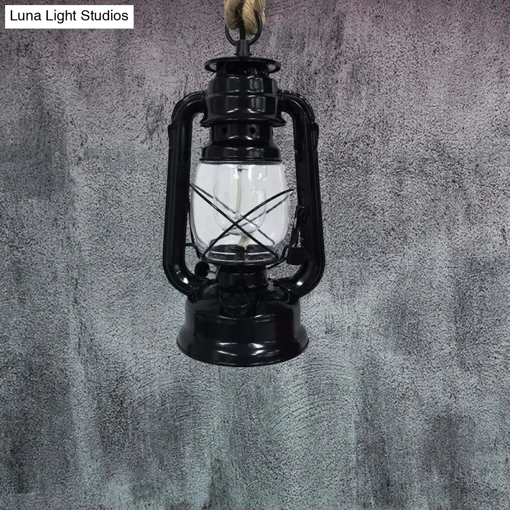 Industrial Pendant Ceiling Light: Black/Bronze/Antique Brass Finish Clear Glass 1 Light Perfect For