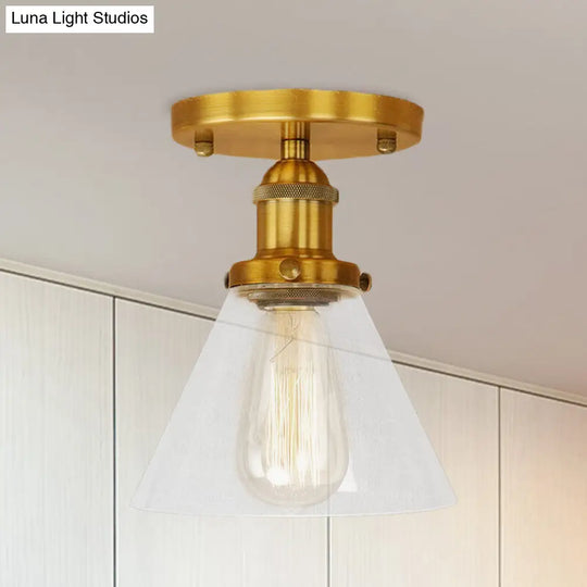 Industrial Clear Glass Semi Flush Mount In Black/Bronze/Copper