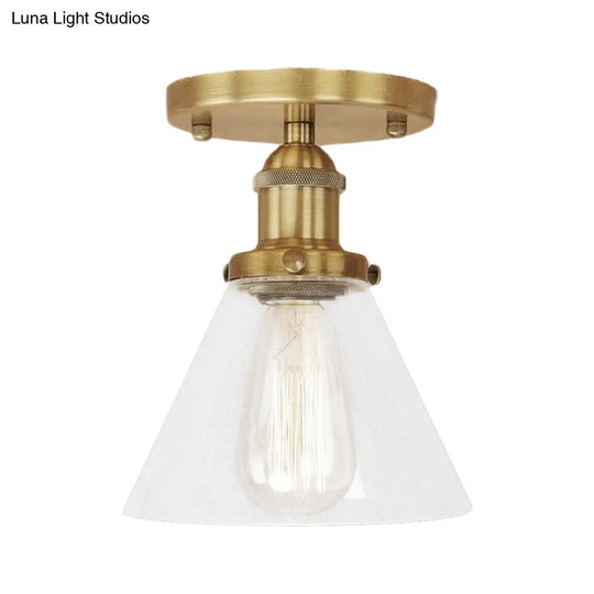 Industrial Clear Glass Semi Flush Mount In Black/Bronze/Copper