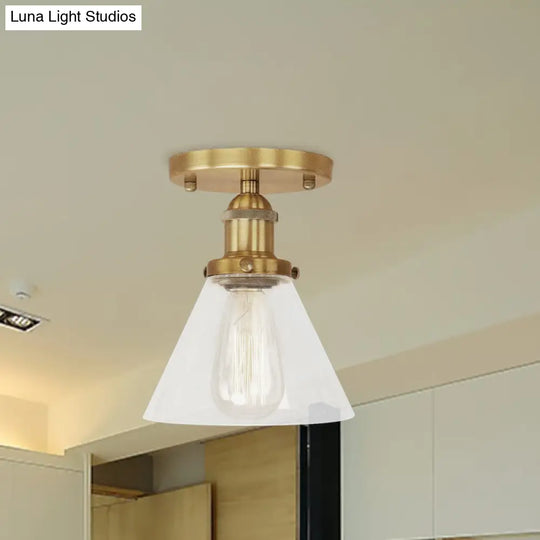 Industrial Clear Glass Semi Flush Mount In Black/Bronze/Copper