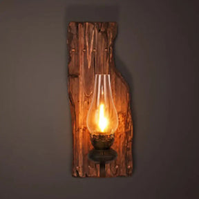Industrial Clear Glass Wall Lamp With Teardrop Design - Single Bulb Sconce Light For Bedroom (Wooden