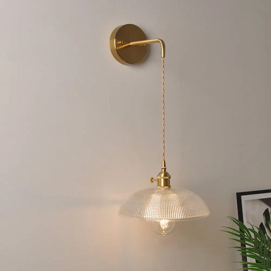 Industrial Clear Glass Wall Light Fixture - Bedside Mount / J