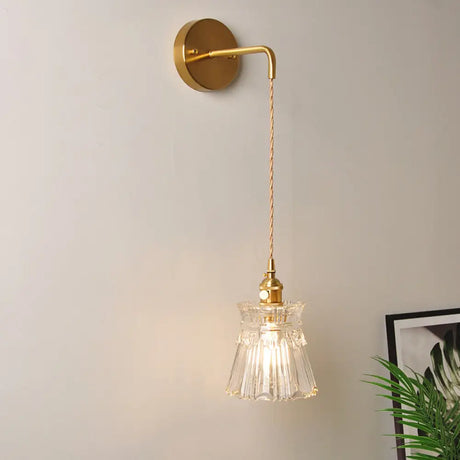 Industrial Clear Glass Wall Light Fixture - Bedside Mount / L