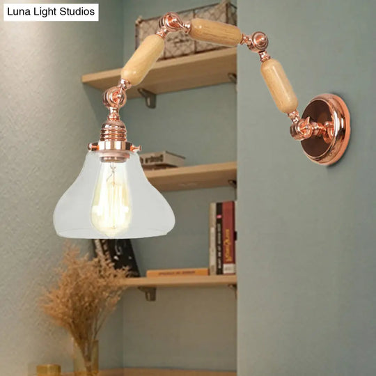 Industrial Clear Glass Wall Sconce With Cone Shade - Stylish Living Room Lighting