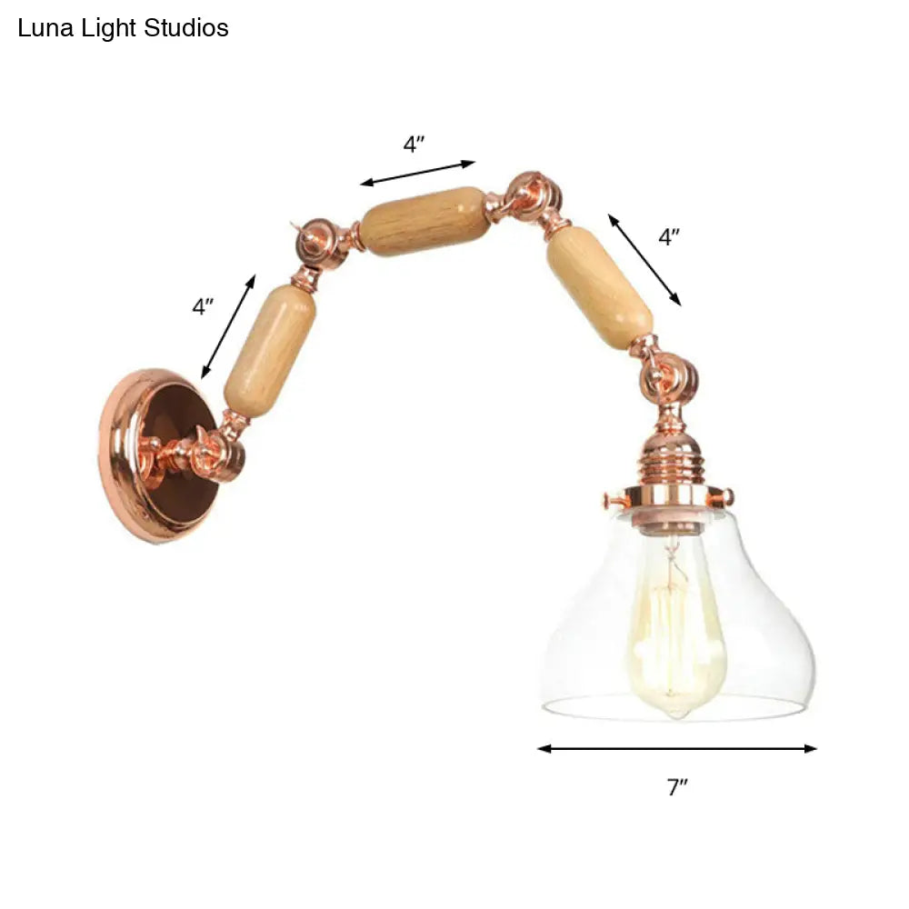 Industrial Clear Glass Wall Sconce With Cone Shade - Stylish Living Room Lighting