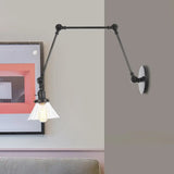 Industrial Cone Wall Light With Clear/Amber Glass And Arm - Black/Bronze/Brass (8+8/8+8+8) Black /