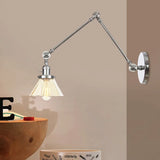 Industrial Cone Wall Light With Clear/Amber Glass And Arm - Black/Bronze/Brass (8+8/8+8+8) Chrome /