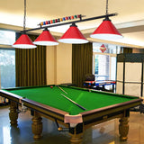 Industrial Conical Metal Billiard Lamp With Country Club Island Light & Rolled Edge 4 / Red Straight