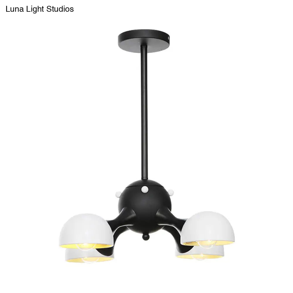 Modern Industrial Dome Hanging Light - 3/4/5 Heads Living Room Chandelier In Black/Chrome Finish