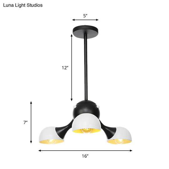 Modern Industrial Dome Hanging Light - 3/4/5 Heads Living Room Chandelier In Black/Chrome Finish