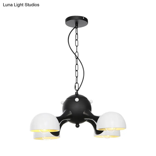 Industrial Dome Hanging Light Fixture - Metallic 3/4/5 Heads Chandelier Lamp For Living Room