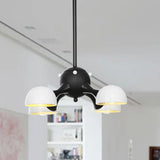Industrial Dome Hanging Light Fixture - Metallic 3/4/5 Heads Chandelier Lamp For Living Room