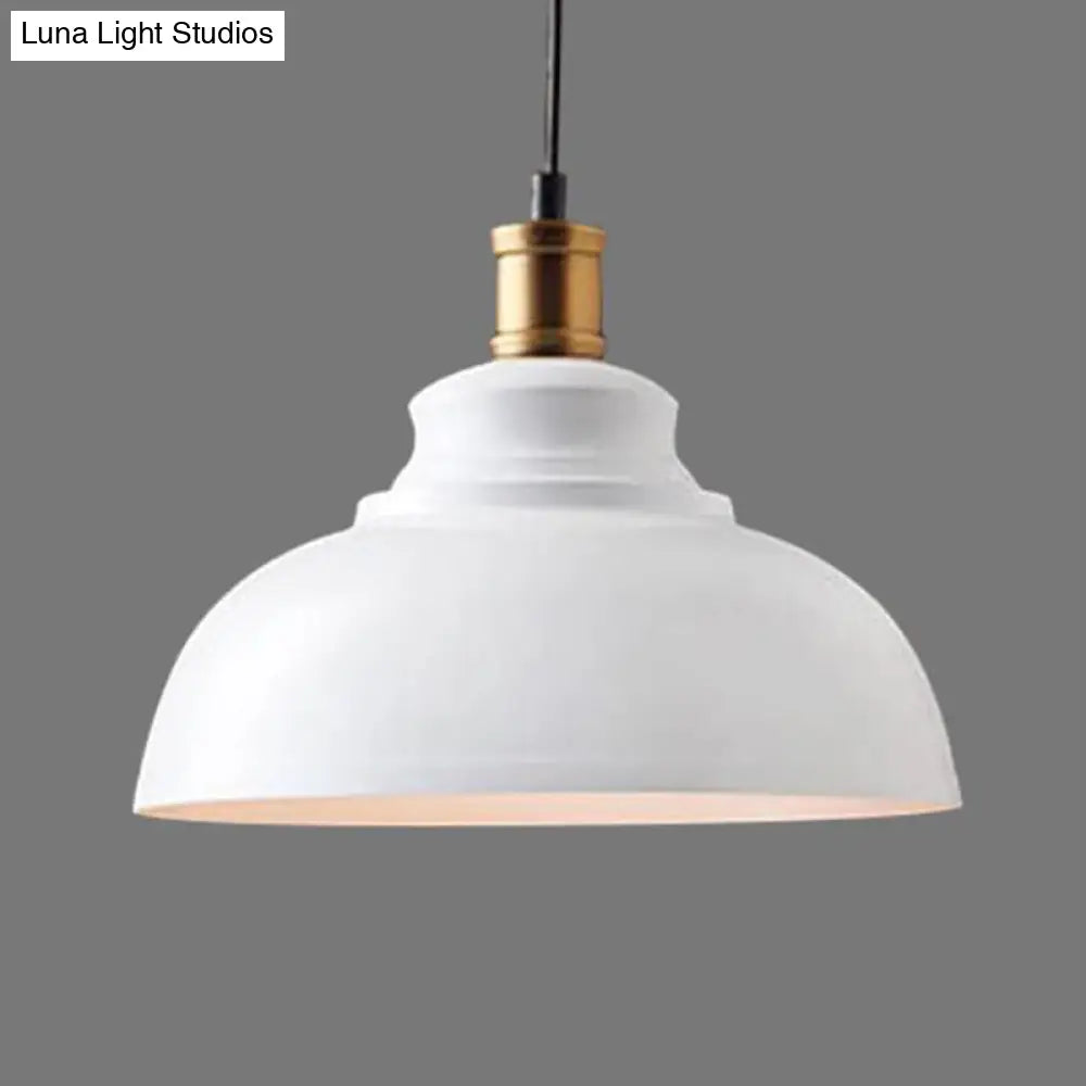 Industrial Single Pendant Ceiling Light With Iron Dome Shade For Restaurants White / 12