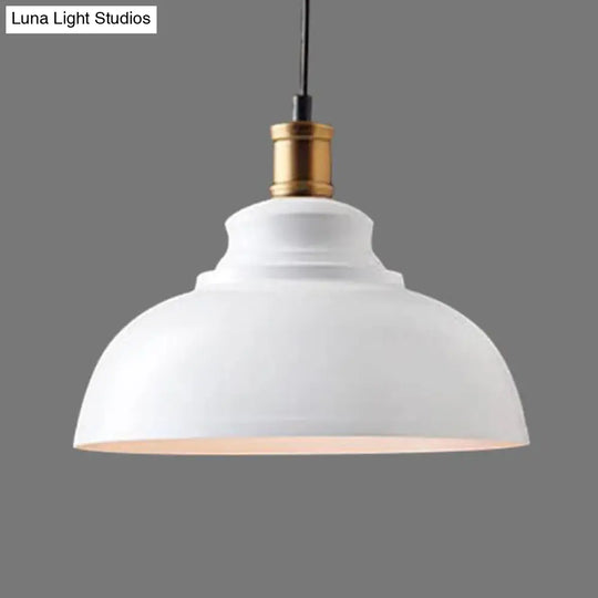 Industrial Single Pendant Ceiling Light With Iron Dome Shade For Restaurants White / 12