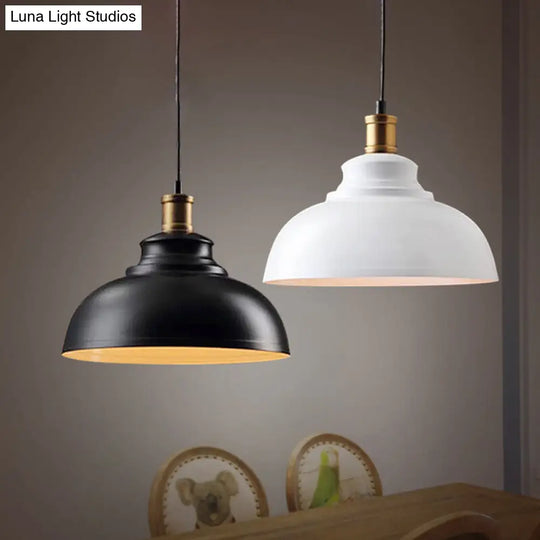 Industrial Dome Pendant Light For Restaurants Iron Shade Single Ceiling Mount