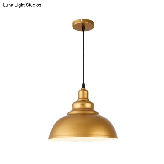Industrial Single Pendant Ceiling Light With Iron Dome Shade For Restaurants Gold / 12