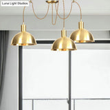 Industrial Domed Metallic Swag Pendant Light Fixture - Gold 2/3/4-Lights For Clothes Shops