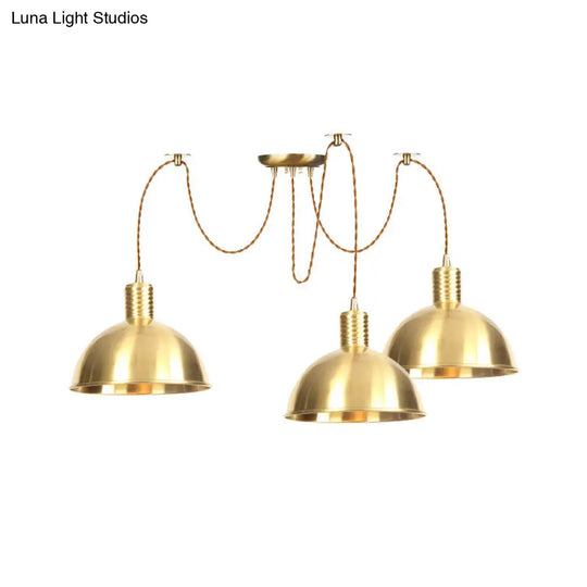 Gold Swag Pendant Lamp With Domed Metallic Design - Industrial Multi-Light Fixture For Clothes Shop