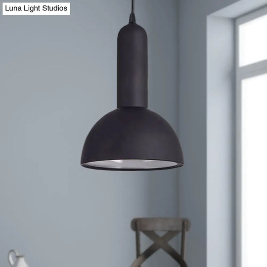 Industrial Domed Pendant Light In Metallic Black - Perfect For Living Room