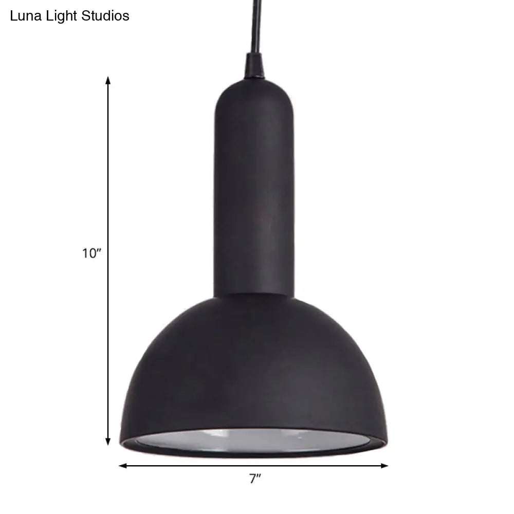 Industrial Domed Pendant Light In Metallic Black - Perfect For Living Room