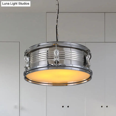 Industrial Drum Chandeliers - 3-Bulb Pendant Light For Living Room