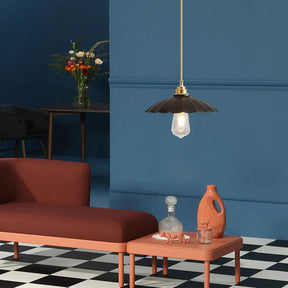 Industrial Flared Black/White Pendant Light - Hanging Ceiling Lamp Fixture Black