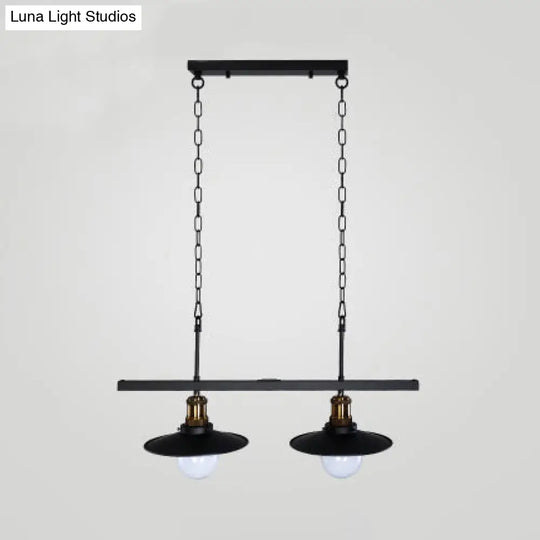 Industrial Flared Metal Ceiling Light With Adjustable Chain And 2/3 Lights - Black 2 /
