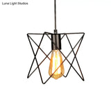 Industrial Geometric Ceiling Light With Open Cage Shade - 7’/10’ Wide Black