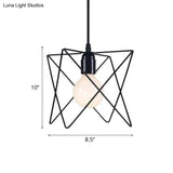 Industrial Geometric Ceiling Light With Open Cage Shade - 7’/10’ Wide Black