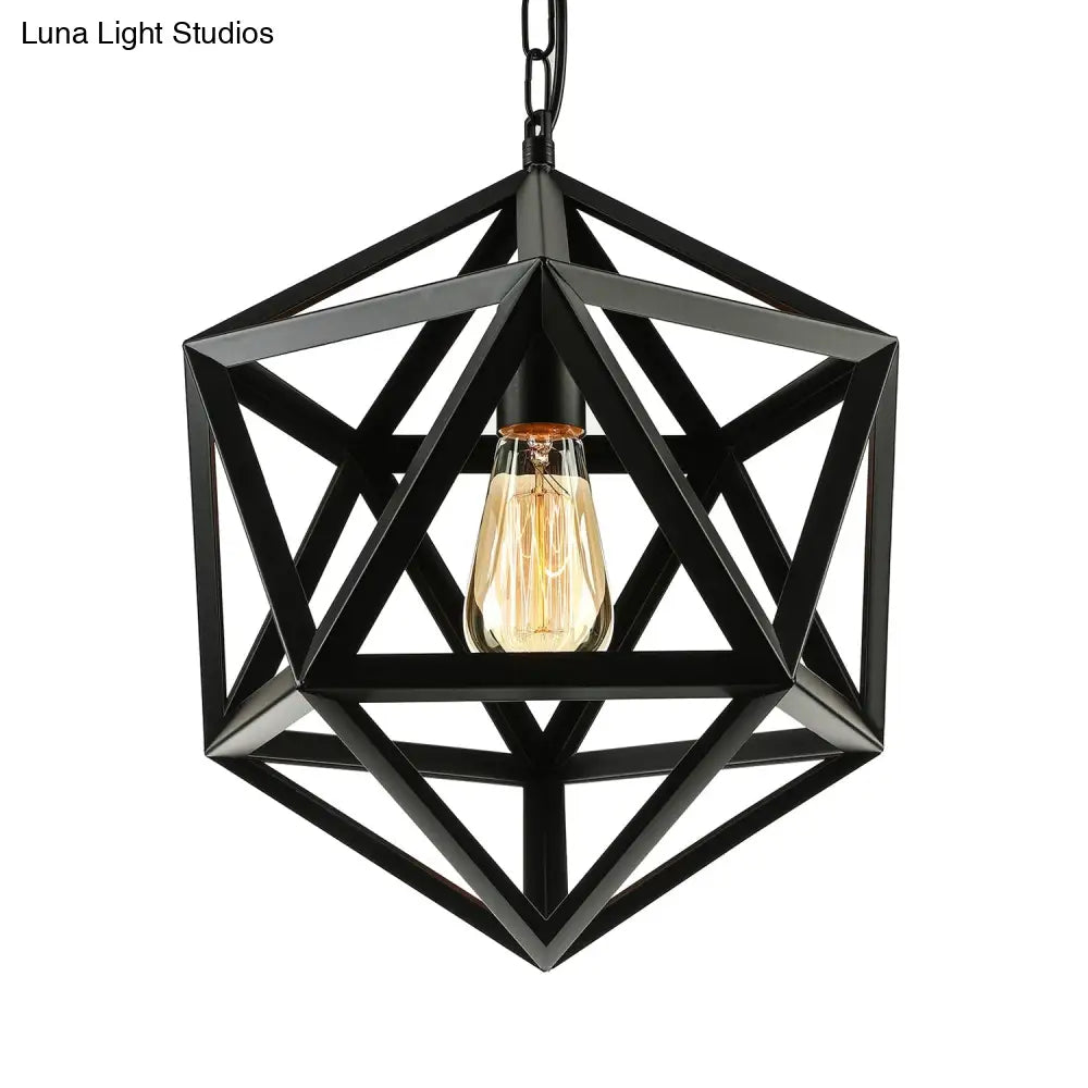14/18 Geometric Metal Pendant Lighting Fixture - Industrial 1 Bulb Ceiling Light For Dining Room