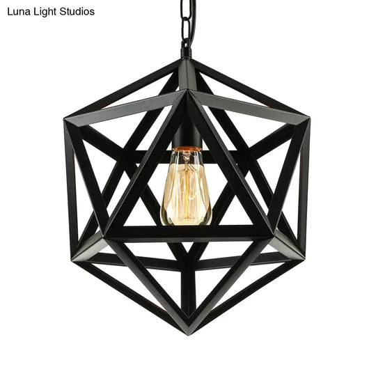 14/18 Geometric Metal Pendant Lighting Fixture - Industrial 1 Bulb Ceiling Light For Dining Room