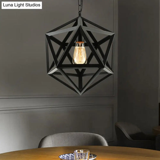Industrial Geometric Metal Pendant Light 14’ / 18’ Dia 1 Bulb Black/Rust - Perfect For Dining
