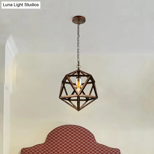 14/18 Geometric Metal Pendant Lighting Fixture - Industrial 1 Bulb Ceiling Light For Dining Room