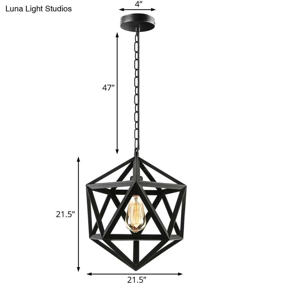 Industrial Geometric Metal Pendant Light 14’ / 18’ Dia 1 Bulb Black/Rust - Perfect For Dining