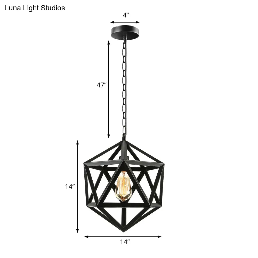 Industrial Geometric Metal Pendant Light 14’ / 18’ Dia 1 Bulb Black/Rust - Perfect For Dining