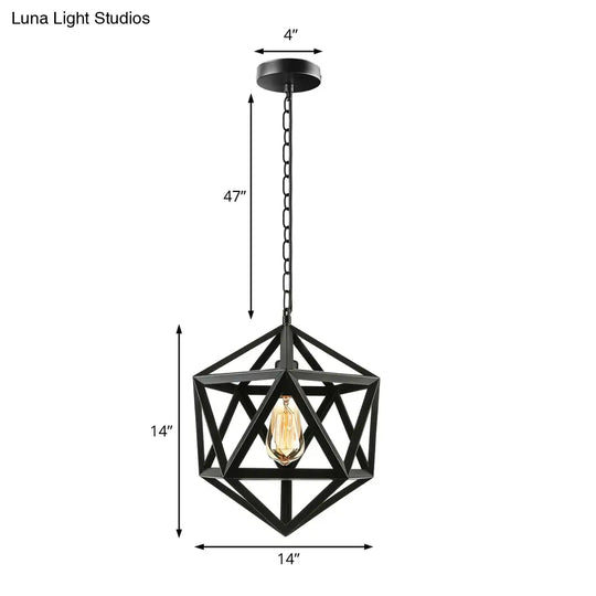 Industrial Geometric Metal Pendant Light 14’ / 18’ Dia 1 Bulb Black/Rust - Perfect For Dining