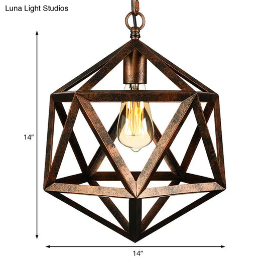 14/18 Geometric Metal Pendant Lighting Fixture - Industrial 1 Bulb Ceiling Light For Dining Room