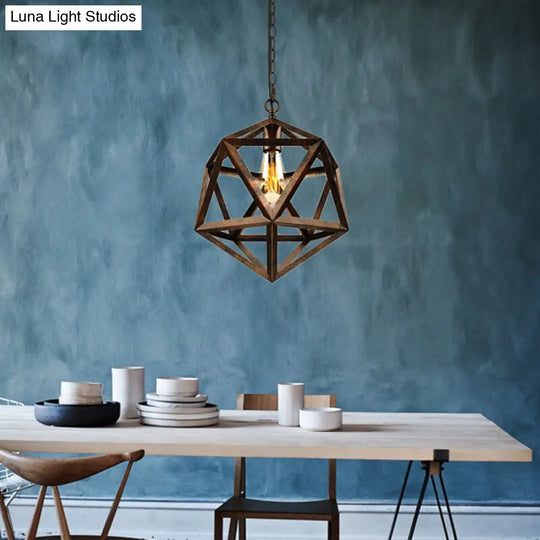14/18 Geometric Metal Pendant Lighting Fixture - Industrial 1 Bulb Ceiling Light For Dining Room