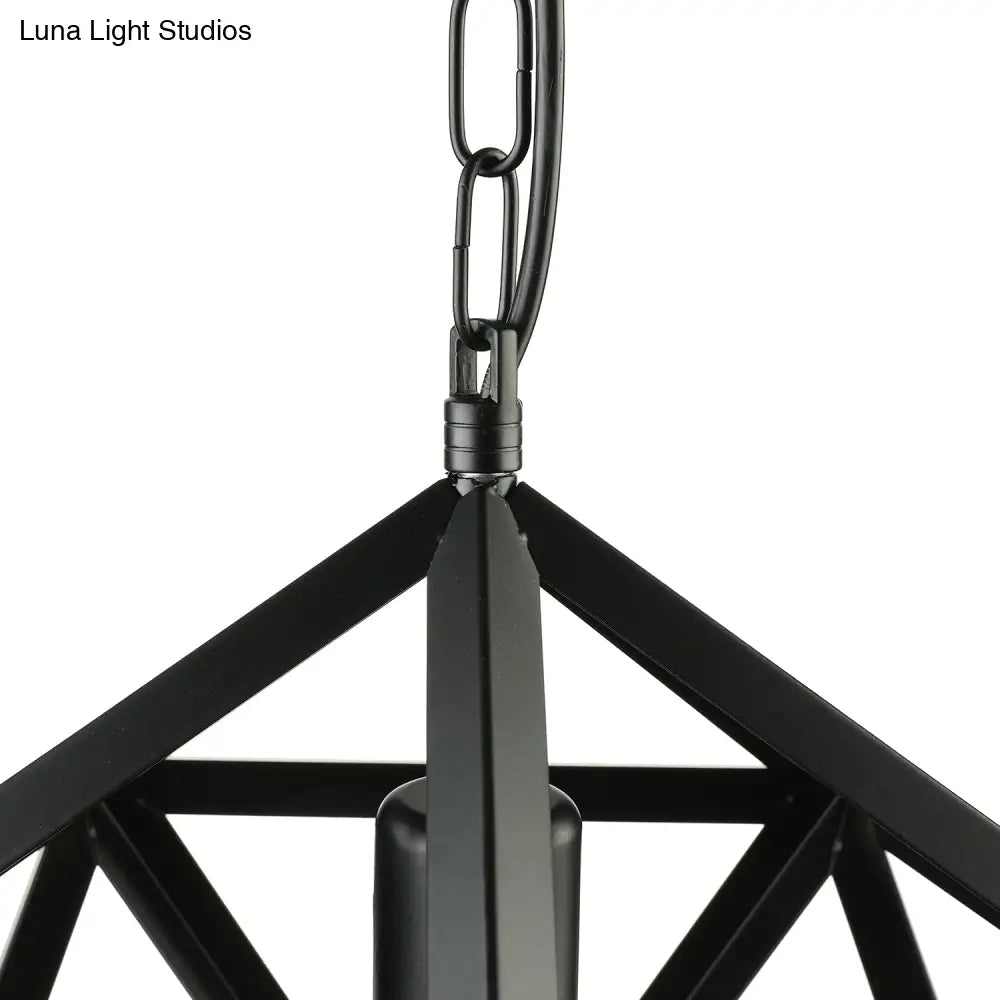 Industrial Geometric Metal Pendant Light 14’ / 18’ Dia 1 Bulb Black/Rust - Perfect For Dining