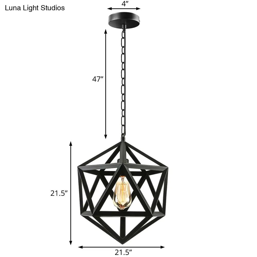 14/18 Geometric Metal Pendant Lighting Fixture - Industrial 1 Bulb Ceiling Light For Dining Room