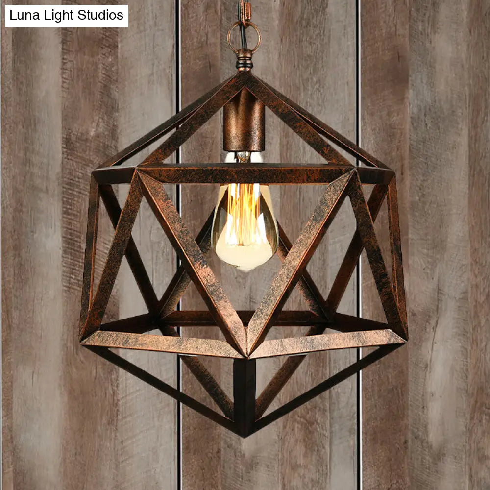 14/18 Geometric Metal Pendant Lighting Fixture - Industrial 1 Bulb Ceiling Light For Dining Room