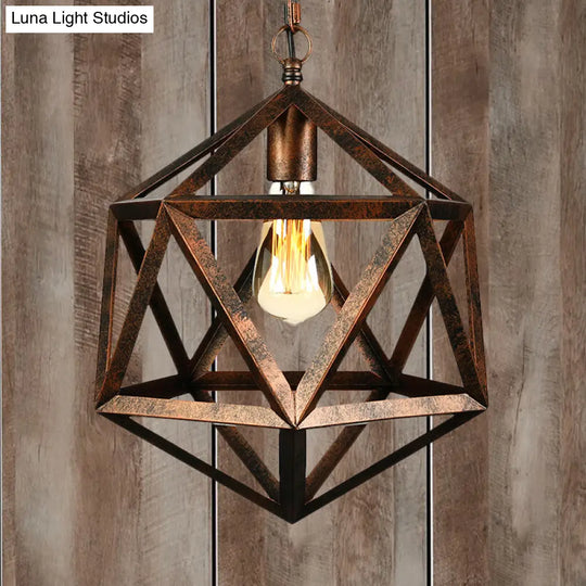 14/18 Geometric Metal Pendant Lighting Fixture - Industrial 1 Bulb Ceiling Light For Dining Room