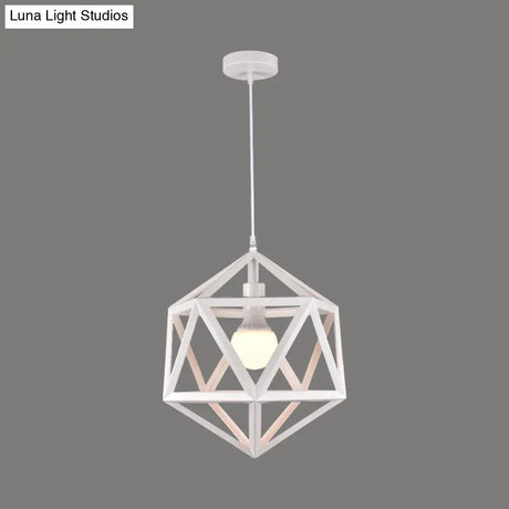 Industrial Geometric Metal Pendant Light - Blue/White/Yellow